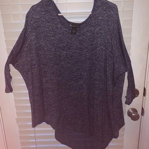 Blue Heather sweater with high low hem